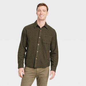 Goodfellow & Co Mens Size Large Heavyweight Flannel Button Down Shirt Green 109